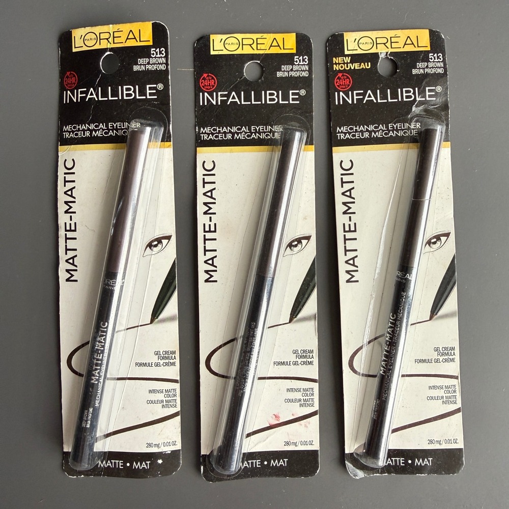 Lot x 3 L'Oreal Paris Infallible Deep Brown 513 Matte-Matic Mechanical Eyeliner